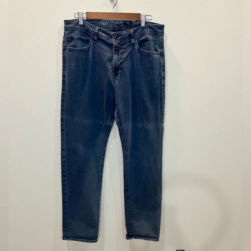 AG Adriano Goldschmied The Graduate Tailored Leg Pants Mens Sz 33 32 Blue Chino